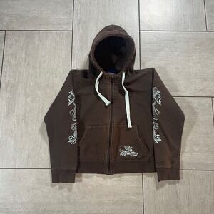 Irideon Riding Wear Brown Full Zip Hoodie Scroll Graphic Equestrian Small